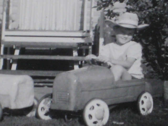 Neville in his first ute early 70's after it had been run over and repaired